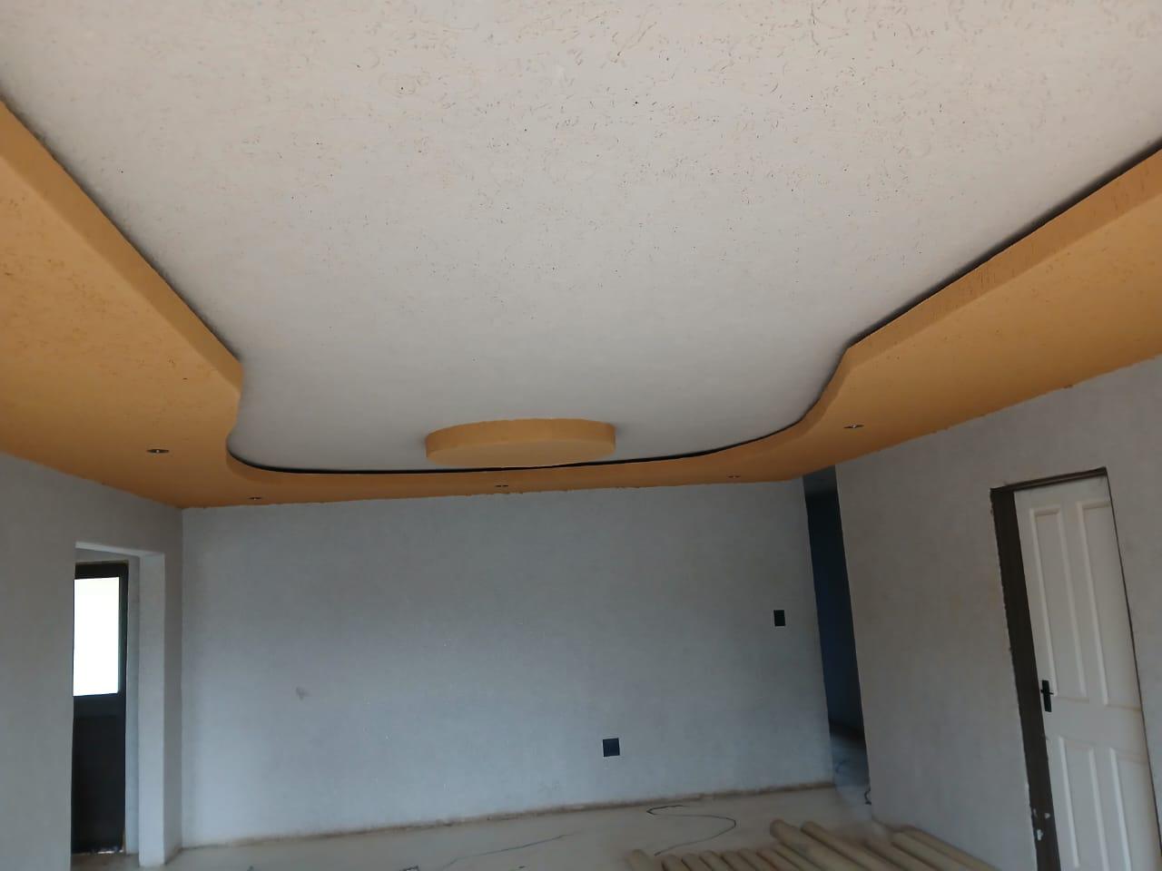 Painted ceiling with plaster